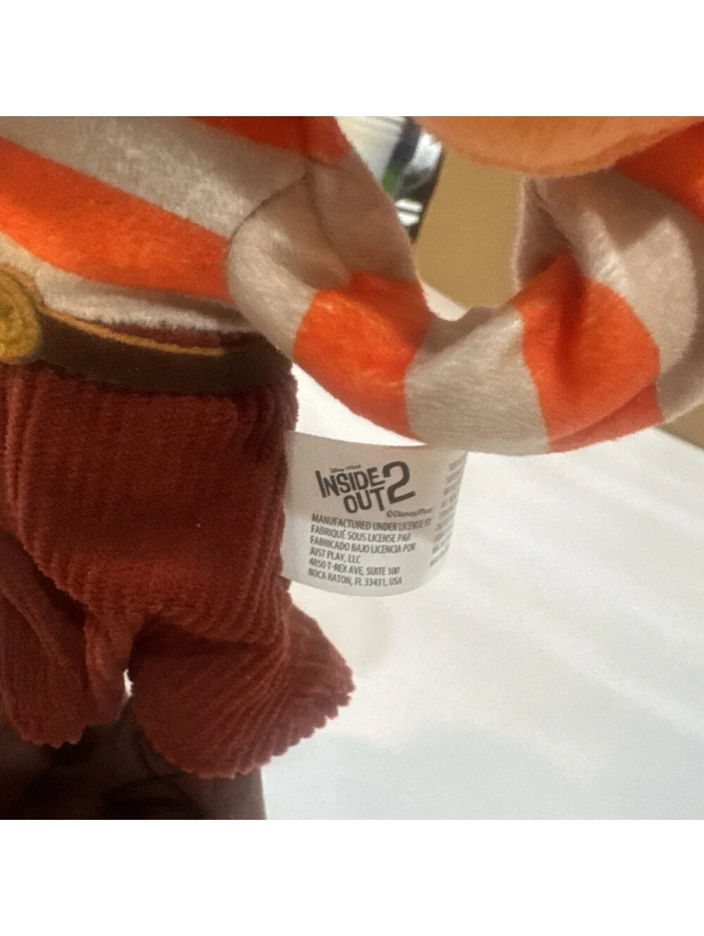 Disney Pixar Inside Out 2 Anxiety Plush Stuffed Toy Orange Hair Striped Sweater